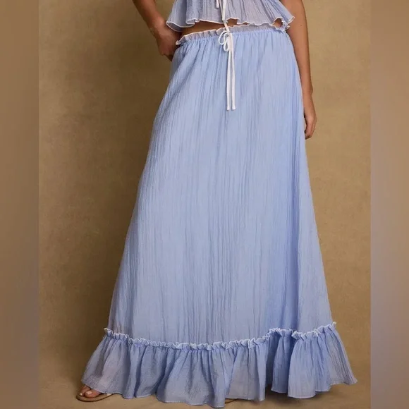12th Tribe Light Blue Maxi Skirt - Picture 3 of 15